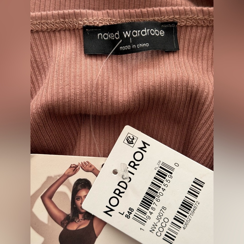 NWT Naked Wardrobe All Snatched Bustier Ribbed Tan Nude Jumpsuit Size Large - Picture 6 of 6